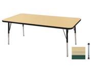 Early Childhood Resource ELR 14110 MMGN SB 30 in. x 48 in. Maple Rectangular Adjustable Activity Table with Maple Edge and Green Standard Leg Ball Glides