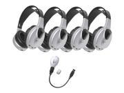 Califone International HIR KT4 4 Person Set of Infrared Stereo Mono Headphone with Transmitter