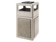 Commercial Zone Products 72051599 42 gallon StoneTec Panel with Ashtray Dome Lid Beige with Riverstone Panels
