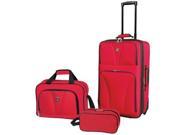 Travelers Club Luggage EVA 86303 600 Bowman Collection 3 Piece Travelers Carry On Set in Red
