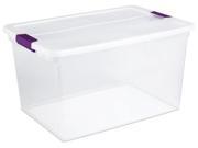 Sterilite 66 Quart ClearView Latch Storage Container With Sweet Plum Handles 17 Pack of 6