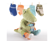 Baby Aspen BA15010GN Croc in Socks Plush Toy and Baby Socks Gift Set Green