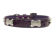 Mirage Pet Products 87 02 LGPR Faux Croc Crystal Bone Collars Purple Large