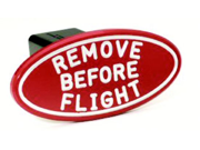 DefenderWorx 24002 Remove Before Flight Red Oval 2 Inch Billet Hitch Cover