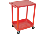 Luxor RDSTC21RD Utility Cart 1 Flat Shelf with Red Legs