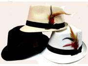 Bulk Buys Fedora Hats With Feathers Assorted Colors Case of 24