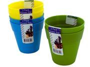 Bulk Buys Plastic Flower Pots 2 Pack Assorted Colors Case of 24
