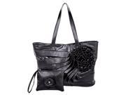 Parinda JUNE 11065 Faux Leather Large Tote with Wristlet Black