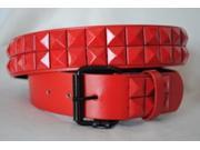 Bulk Buys 2 Row Pyramid Studded Snap On Leather Belts Red Case of 24