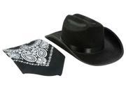 Aeromax CBBK HAT Jr. Cowboy Hat Black with Bandanna