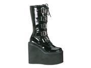 Demonia Swing 220 5.75 Inch 5 Buckle Platform Black Pat Calf Boot Size 11