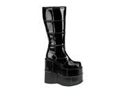 Demonia Stack 301 7 Inch Platform Patched Black Pat Knee Boot Size 10