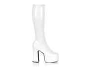 Demonia Slick 100 4.75 Inch Platform White Stretch Pat Knee Boots Size 6