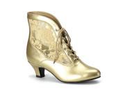 Funtasma Dame 05 Gold Pu Lace Victorian Ankle Boot 2 Inch Size 11