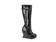 Demonia Bravo 100 5 Inch Platform Wedge Side Lace Black Pump Knee Boot Size 10