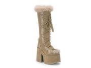Demonia Camel 311 5 Inch Knee Camel Imitation Suede Fur Trimed Knee Boots Size 6