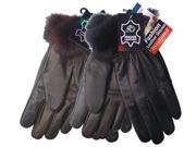 Bulk Buys Ladies Leather Furry Gloves Case of 72