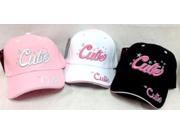 Bulk Buys Wholesale Cutie Adjustable Baseball Hats Caps Pink White Black Case of 24