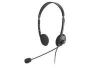 Compucessory CCS15154 Lightweight Stereo Headphones with Microphone 71 in. Cord BK