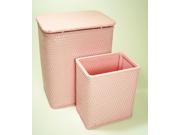 Redmon 7212CP Chelsea Pattern Wicker Nursery Hamper And Matching Wastebasket Crystal Pink