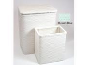 Redmon 7212IB Chelsea Pattern Wicker Nursery Hamper And Matching Wastebasket Illusion Blue