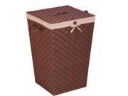 Honey Can Do International HMP 02980 Woven strap hamper with liner and lid – java brown