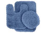 Garland Rug SER 3pc 13 Serendipity Shaggy Washable Nylon Bathroom 3 Piece Rug Set Basin Blue