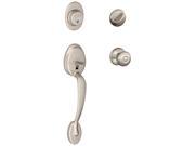 Schlage F60VPLY619GEO Satin Nickel Plymouth Front Entry Handleset With Georgian