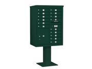 Salsbury Industries 3411D 15GRN 4C Pedestal Mailbox Double Column 15 MB1 Doors 1 PL5 Green