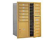 Salsbury Industries 3711D 15GFU Mailbox with 15 MB1 Doors in Gold Front Loading USPS Access