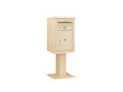 Salsbury Industries 3407S 1PSAN 4C Pedestal Mailbox Single Column 1 PL5 with Outgoing Mail Compartment Sandstone