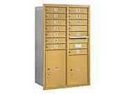 Salsbury Industries 3713D 13GRP Mailbox with 13 MB1 Doors in Gold Rear Loading Private Access
