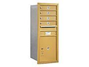 Salsbury Industries 3711S 04GRU Mailbox with 4 MB1 Doors and 1 Parcel in Gold Rear Loading USPS Access