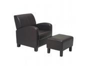 Mocha Brown Faux Leather Metro Chair with Ottoman