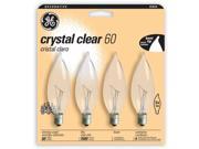 Ge Lighting 76239 4 Pack 60 Watt Crystal Clear Candle Shaped Candelabra Bulbs