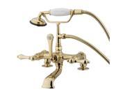 Kingston Brass Cc203T2 Clawfoot Tub Filler With Hand Shower Polished Brass Finish