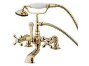 Kingston Brass Cc209T2 Clawfoot Tub Filler With Hand Shower Polished Brass Finish