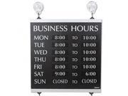 Century Series Business Hours Sign Heavy Duty Plastic 13 x 14 Black
