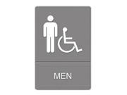 ADA Sign Men Restroom Wheelchair Accessible Symbol Molded Plastic 6 x 9 Gray