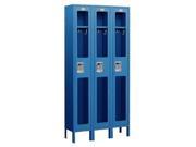 Salsbury Industries S 61362BL A 6 ft. H x 12 in. D See Through Metal Locker Single Tier 3 Wide Assembled Blue