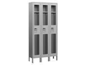 Salsbury Industries S 61362GY A 6 ft. H x 12 in. D See Through Metal Locker Single Tier 3 Wide Assemled Gray
