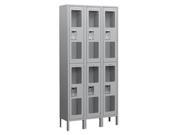 Salsbury Industries S 62362GY A 6 ft. H x 12 in. D See Through Metal Locker Double Tier 3 Wide Assemled Gray
