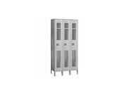 Salsbury Industries 71362GY A 36 in. W x 78 in. H x 12 in. D Vented Metal Locker Single Tier 3 Wide Gray Assembled