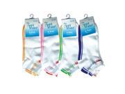 Bulk Buys Ladies Ankle Socks White Assorted Colors Case of 72