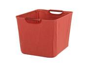 Household Essentials 609 Medium Open Tapered Bin with Wood Handles Red