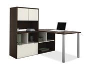 Bestar Contempo L Shaped Desk with Storage Unit Tuxedo Sandstone 50850 60