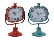 Woodland Import 34895 Durable Metal Clock in Red and Green Color Set of 2