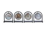 Woodland Import 92202 Metal Desk Clock Assorted in French Style Set of 4