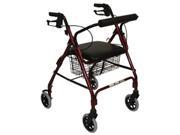 Roscoe Medical ROS RL10040A RD Rollator with Padded Seat Burgundy