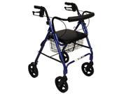Roscoe Medical ROS RL8BL Deluxe Rollator with Padded Seat Blue